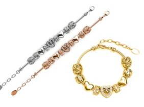 Cupón descuento oferta Pulsera con charms de corazones: Rosa dorado y dorado / 2