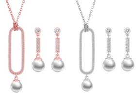Cupón descuento oferta Conjunto de collar y pendientes con cristales de Swarovski®: Plateado y rosa / 2