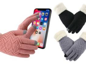 Cupón descuento oferta Guantes de punto para pantalla táctil: 1 gris y 1 negro / 2