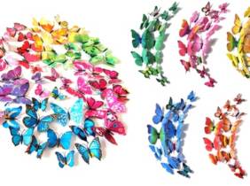 Cupón descuento oferta 12 mariposas 3D decorativas para pared - Color: Azul