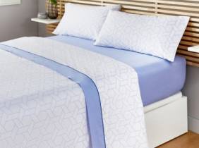 Cupón descuento oferta Juego de sábanas de 100 % algodón de 150 hilos: 90 x 190-200 cm /Azul