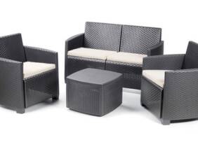 Cupón descuento oferta Conjunto de mesa cuadrada y 3 sillones con cojines Progarden