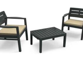 Cupón descuento oferta Conjunto de mesa rectangular y 2 sillas con cojines Progarden