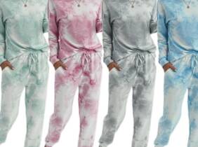 Cupón descuento oferta Pijama largo con estampado tie dye: Rosa y azul / M