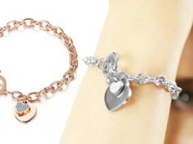 Cupón descuento oferta Pulsera candado de corazón con cristales Swarovski®: Plateado / 1