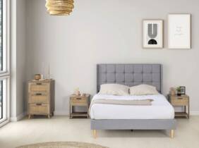 Cupón descuento oferta Estructura de cama tapizada: Esther / 140 x 190 cm / Gris oscuro