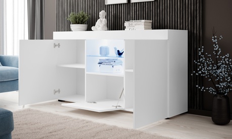 Cupón descuento oferta Mueble aparador con armarios e iluminación led: Blanco