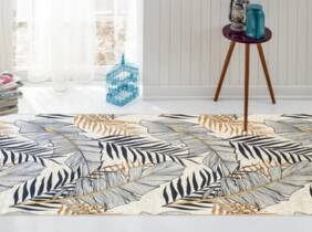 Cupón descuento oferta Alfombra impresa Feuille gold: Blanco / 80x150cm