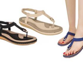 Cupón descuento oferta Sandalias de dedo planas estilo boho: Beige / 39 / 1 par