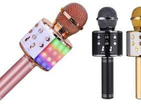 Cupón descuento oferta Micrófono de karaoke con Bluetooth: Rosa dorado / 1 / Con 1 tarjeta Micro SD