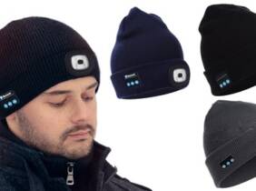 Cupón descuento oferta Gorro con cascos con bluetooth y linterna: Negro