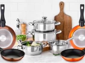 Cupón descuento oferta Batería de cocina San Ignacio: 7 piezas / Sartenes naranja