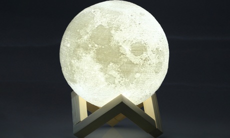Cupón descuento oferta Lámpara con forma de luna con base de madera