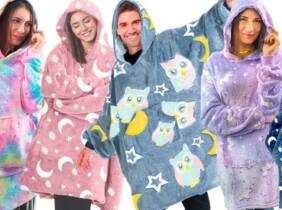 Cupón descuento oferta Sudadera polar oversize con capucha: Multicolor con unicornios y estrellas