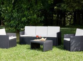 Cupón descuento oferta Salón para jardín con 2 sillones 1 sofá y 1 mesa de centro: Antracita