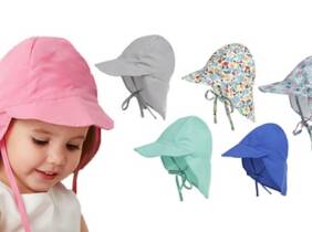 Cupón descuento oferta Gorro de protección solar con solapa para bebés: 1 / S / Gris