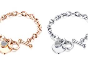 Cupón descuento oferta Pulsera con adornos de corazón: Rosa dorado