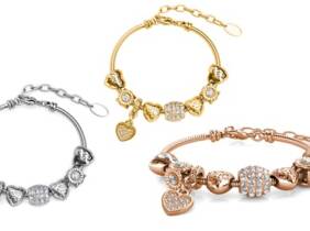 Cupón descuento oferta Pulsera con dijes de corazón con cristales de Swarovski®: 1 / Rosa dorado