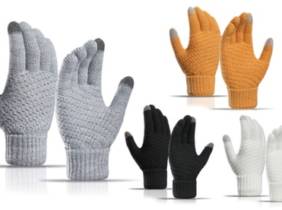 Cupón descuento oferta 2 pares de guantes de punto para mujer: 1 negro y 1 gris