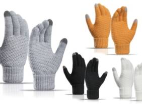 Cupón descuento oferta 2 pares de guantes de punto para mujer: 1 negro y 1 gris