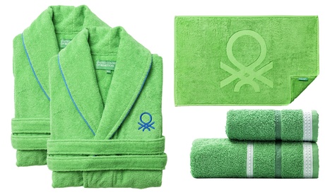 Cupón descuento oferta Juego de toallas para baño Benetton: 2 toallas verdes y 1 alfombra de Benetton / 1