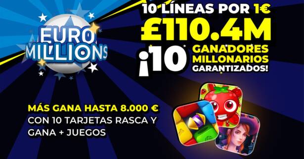 National Deal 10 o 20 líneas de Euromillones y opción a 5 juegos o 3