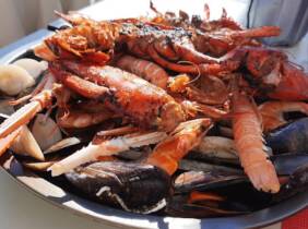 Barcelona Mariscada con bogavante para 2 con vino en restaurante mediterráneo